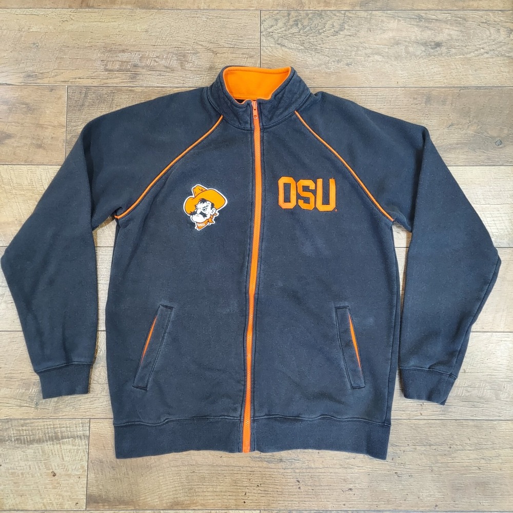 Champion‎ Oklahoma State Cowboys Jacket Women Large Black Orange Full Zip Fleece